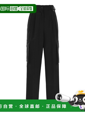 HERNO 女士休闲裤 PT000066D9300 AW2024 黑色褶裥阔腿裤 休闲裤