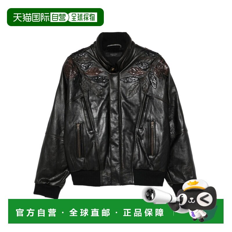 GUCCI 女士皮衣 861125XNBCM2069 SS2026 黑色 飞行员皮棉服