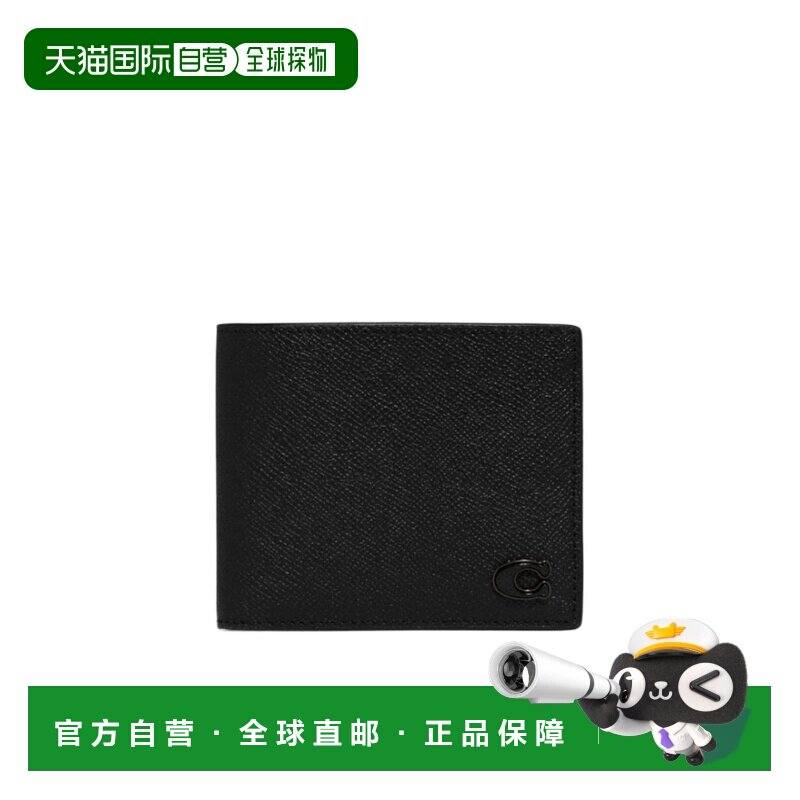 COACH 男士钱包 CJ880BLK SS2026 黑色 蔻驰logo扣饰钱包