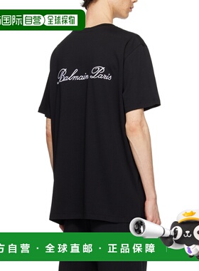BALMAIN 男士T恤 CH1EG010BC68EAB AW2024 黑色 signature embroi