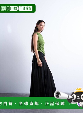 1h可退 潮奢 Topshop 女士 低腰垂褶布织长款半身裙(黑色)a字裙