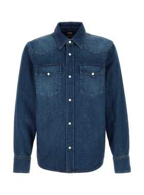 1h可退 A.P.C. 男士衬衫 COHMEH12632IAL SS2026 蓝色休闲风