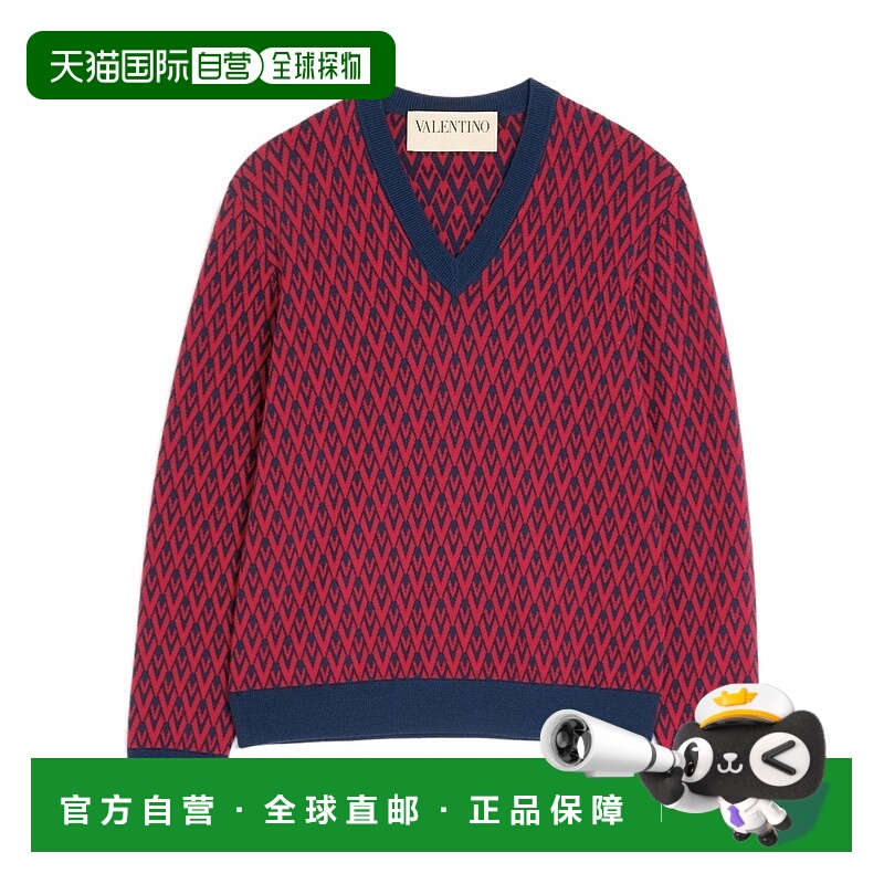 1h可退 VALENTINO 男士针织衫 VKC32XAR0BR5 AW2025 红色羊毛长袖