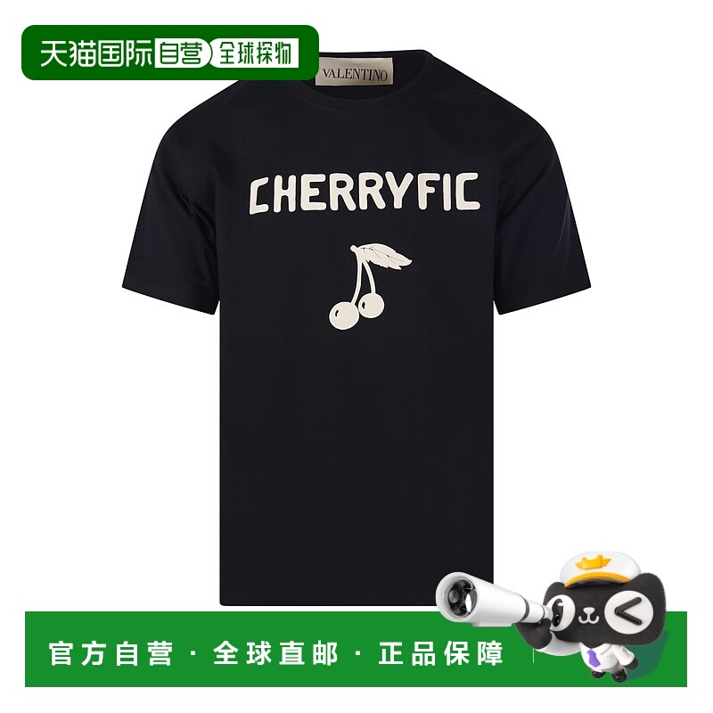 1h可退 VALENTINO 男士T恤 7V3MG16PB349RA AW2025 黑色 CHERRYFI