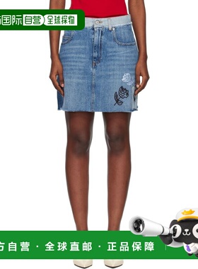 1h可退 潮奢 Marni 玛尼 女士 蓝色 Stone Washed Patches 牛仔短