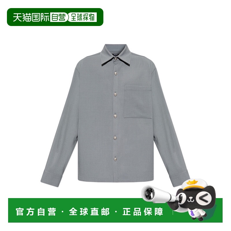 BALMAIN 男士衬衫 DH1HS390VD599BV AW2024 灰色 长袖衬衫