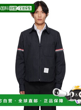 1h可退 潮奢 Thom Browne 汤姆 布朗 男士 海军蓝细条纹衬衫 MWL4