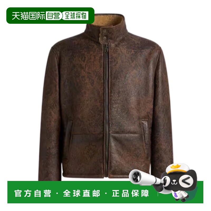 1h可退 ETRO 男士夹克 MROG0010AP339X0825 AW2025 棕色 立领皮夹