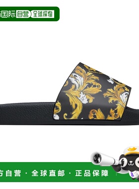 1h可退 潮奢 versace 范思哲 女士 黑色 Outline Barocco 拖鞋 E7