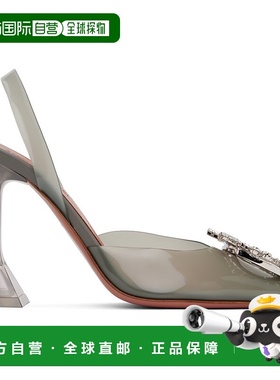 1h可退 潮奢 Amina Muaddi 女士 灰色 Begum Glass Sling 高跟鞋