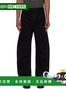 1h可退 潮奢 Lemaire 男士 黑色 Twisted Belted 牛仔裤 PA326LD1