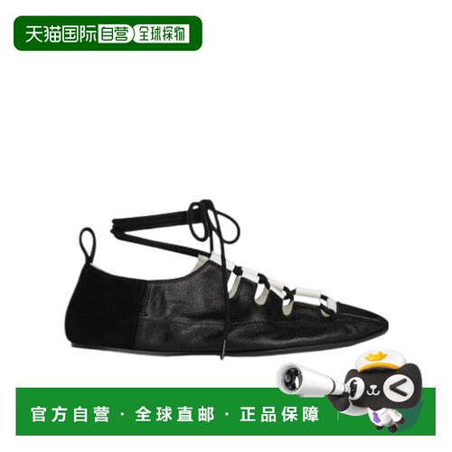 ALAIA 女士芭蕾乐福鞋 AA3A1030I208999 CO 黑色 系带平底鞋