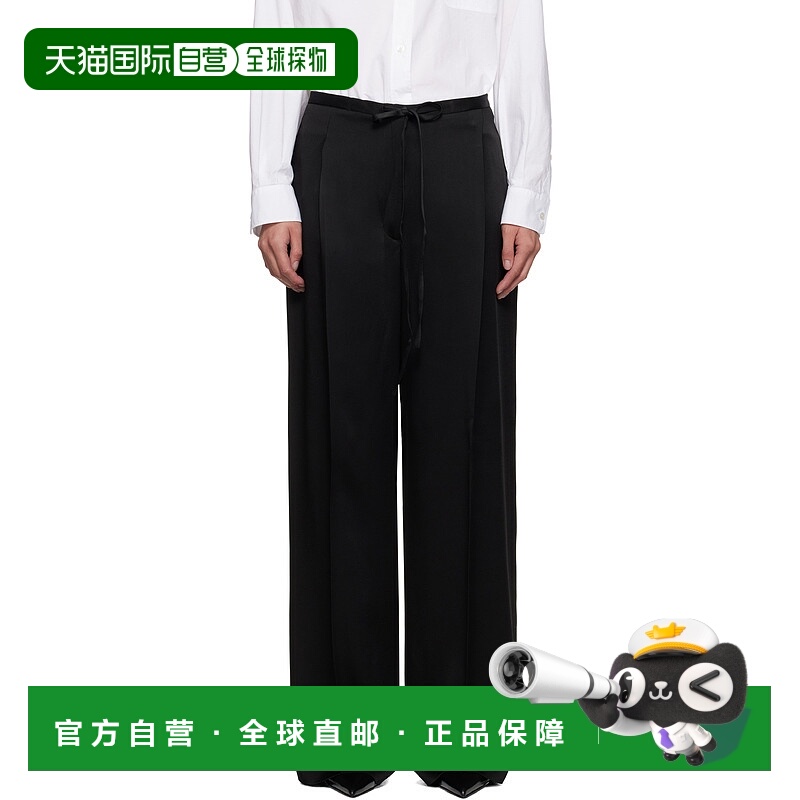 1h可退 潮奢 RÓhe 女士 黑色 Relaxed Drawstring Satin 长裤 416