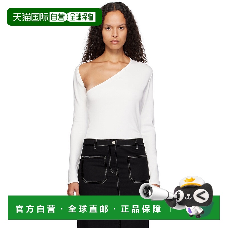 1h可退 潮奢 Courreges 女士 白色 Slash T 恤 424JTS158JS0070