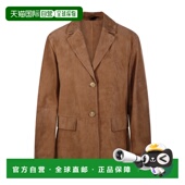 棕色 MAX 单排扣麂皮夹克 9441015106001 SS2025 MARA 女士西服