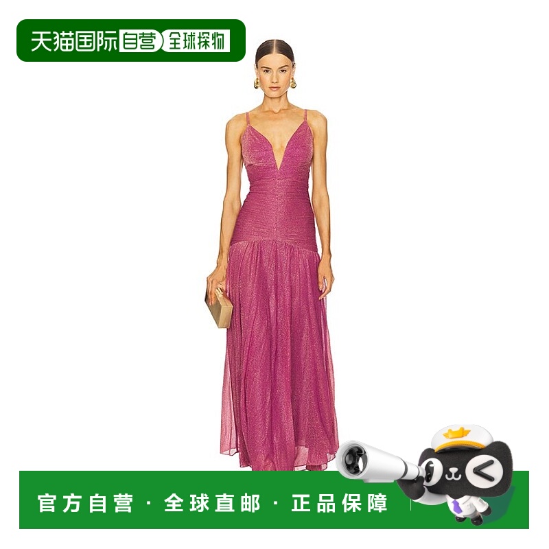 1h可退 潮奢 PATBO 女士 金属感深V长款连衣裙 VEL30749US长裙