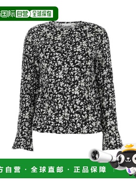 GANNI 女士衬衫 F7622099 SS2023 黑色 Printed viscose blouse
