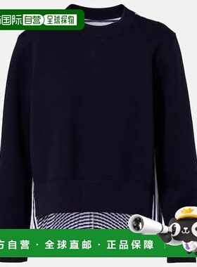 1h可退 潮奢 Sacai 女士 条纹棉混纺卫衣 blue蓝色 舒适时尚