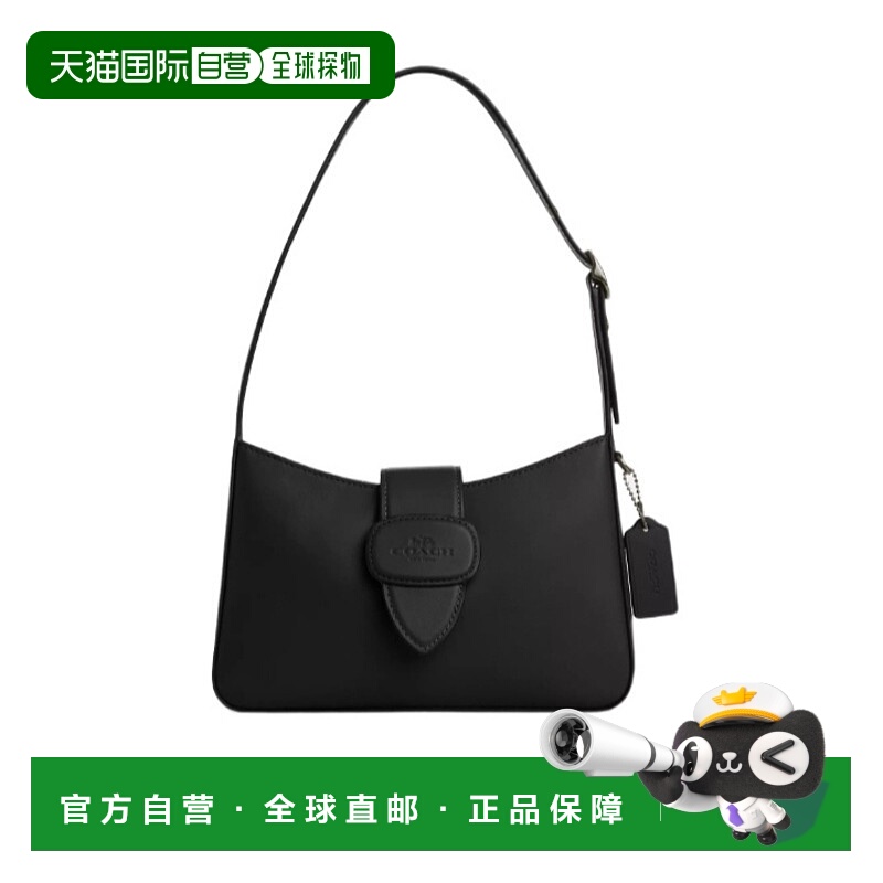 1h可退 COACH 女士单肩包 CAA92QBBK SS2025 黑色 Eliza 拉链单肩