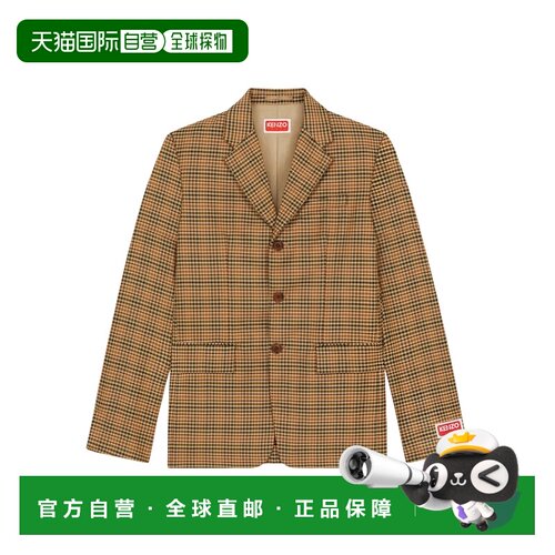 1h可退 奢淘 Kenzo 格纹长袖西装外套 男 FD65VE1229GH.夹克男装