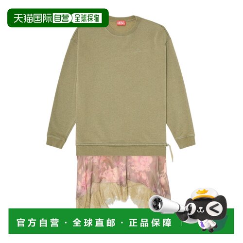 DIESEL 女士连衣裙 A222400SJBS5LEA AW2026 军绿色 卫衣拼接连衣