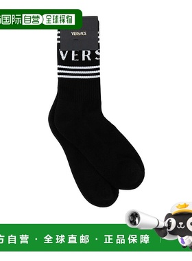 VERSACE 男士袜子 10088351A131072B020 SS2025 黑色男袜中筒袜