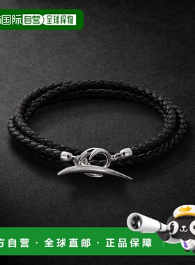 1h可退 潮奢 Shaun Leane 男士 Quill 纯银编织皮革手链 QU020SSB