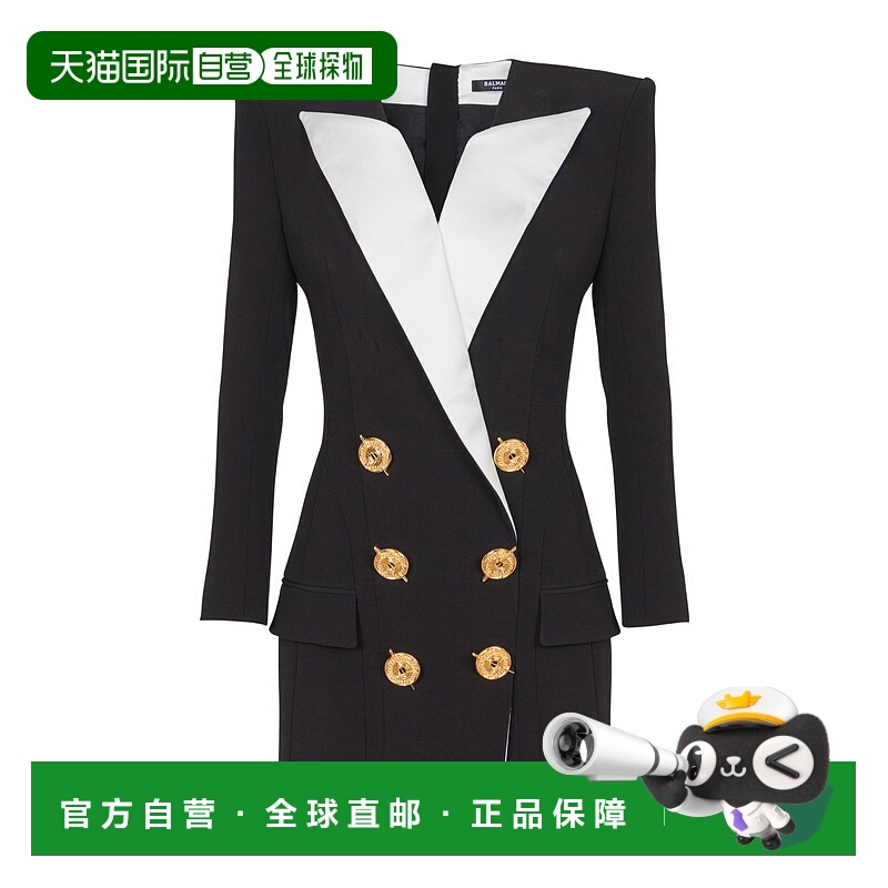 1h可退 BALMAIN 女士连衣裙 EF1R9239MB01EAB SS2025 黑色 双色绉