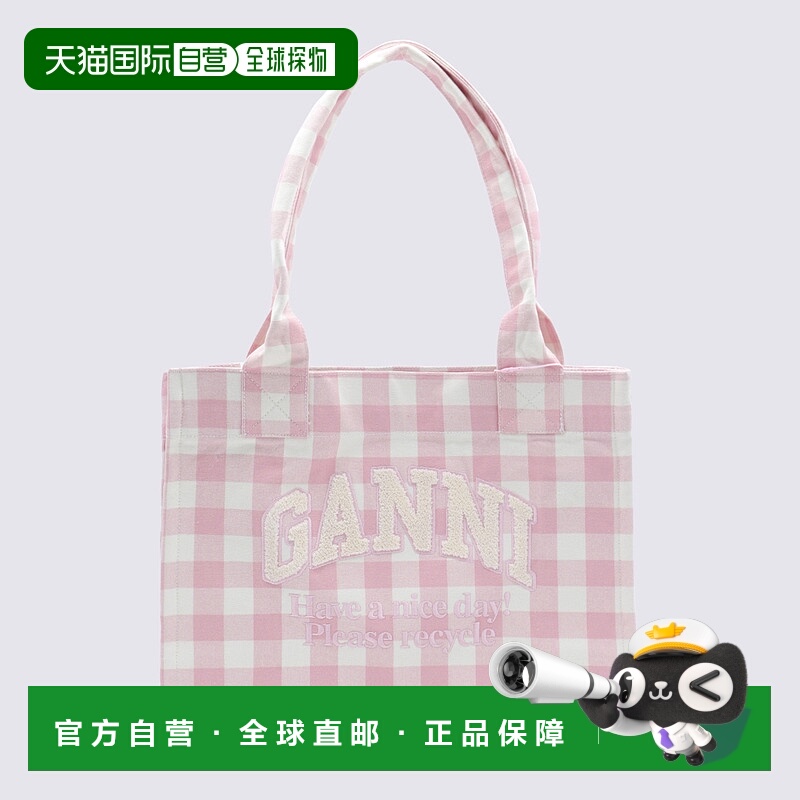 1h可退 GANNI 女士手提包 A6893038 AW2025 粉红色 徽标手提包