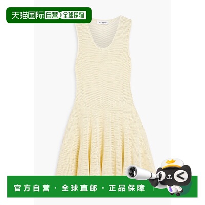 潮奢 alaia 女士 沟纹洞洞针织迷你连衣裙 AA9R23514M793