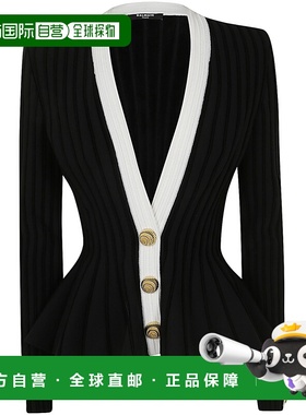 BALMAIN 女士夹克 DF0SK397KH63EAB AW2024 黑色 V-NECK VELVET K