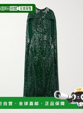 1h可退 潮奢 Erdem 女士 披肩式水晶装饰珠片绉纱礼服 HO25F1G10G