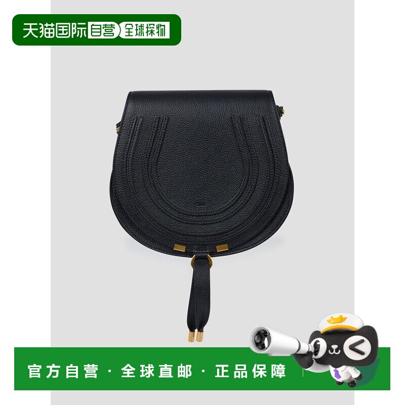 CHLOÉ 女士单肩包 CHC24AS679I31001 SS2025 黑色 Marcie Saddle - 实物图