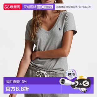 Polo Ralph Lauren/拉夫劳伦 女款 V领短袖T恤灰白色