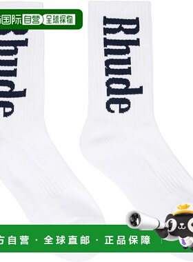 1h可退 潮奢 Rhude 男士 白色 RH Vertical Logo 中筒袜 RHPS25SO