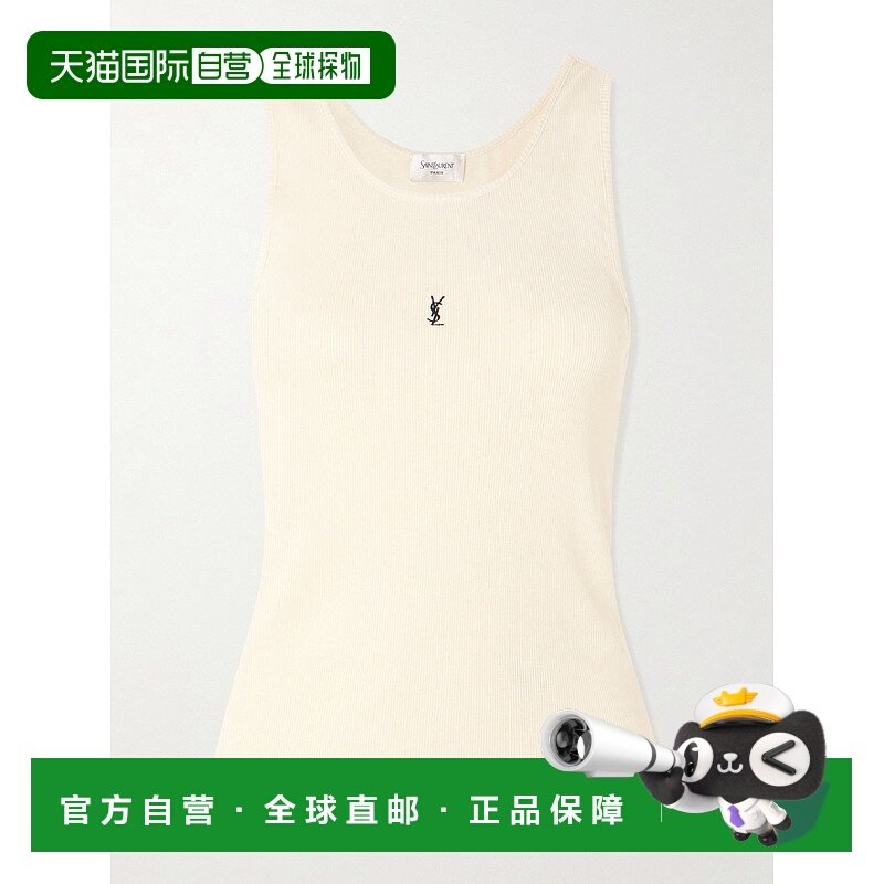1h可退 潮奢 Saint Laurent 圣罗兰 女士 Cassandre 刺绣罗纹棉针,女装/女士精品,背心吊带,淘宝优惠券,粉丝福利购,淘宝优惠卷