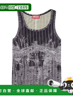 DIESEL 女士背心吊带 A153820JPAW9XXA AW2024 灰色 细条纹牛仔印