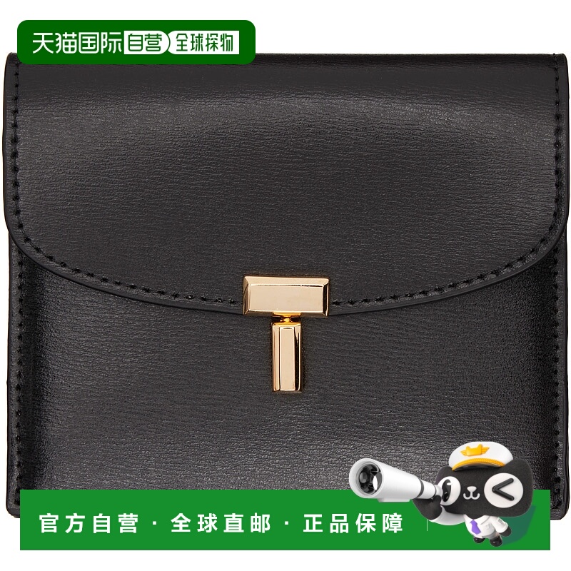 1h可退 潮奢 TOTÊME 女士 黑色 T-Lock Leather 卡包 251WAM0042L