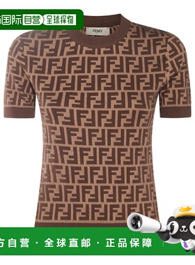 FENDI 女士针织衫 FZXC72ASJTF0GGE SS2026 棕色 Maglia in coton