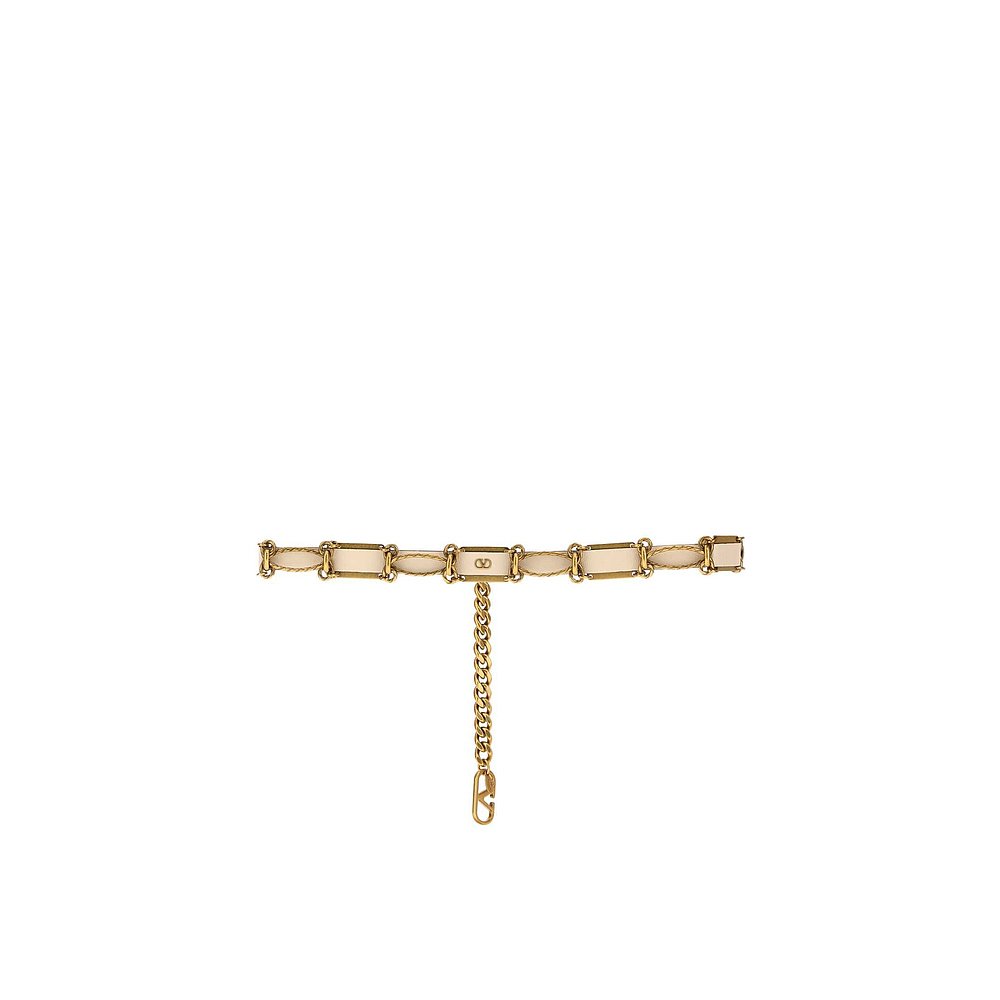 1h可退 潮奢 Valentino 华伦天奴 女士 沙色皮革金属皮带 7W2T0SR