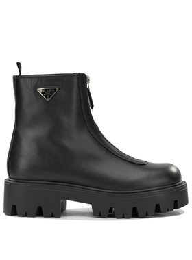 PRADA 女士靴子 1T328OUZEF0002F050 AW2026 黑色 Leather Ankle