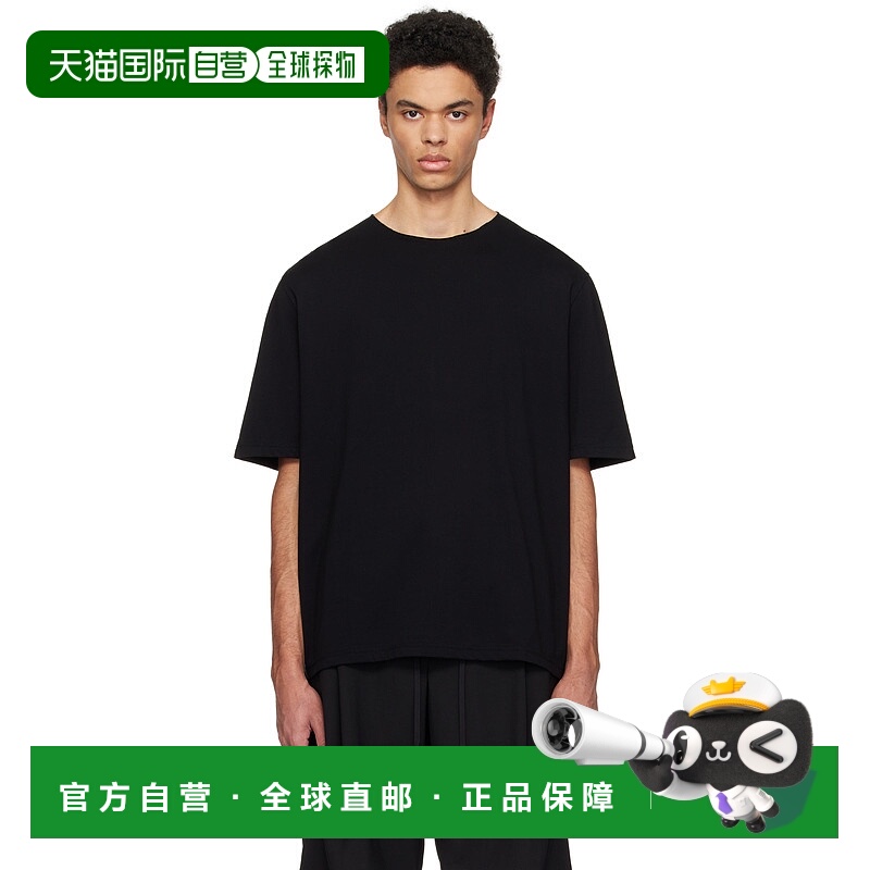 1h可退 潮奢 Devoa 男士 黑色拼接 T 恤 CSC28GVC1