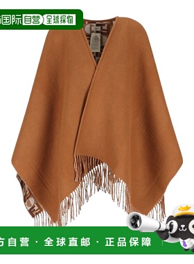 FENDI 女士西服 FXX808AYKTF0X2L AW2025 棕色 FF 提花流苏边披风