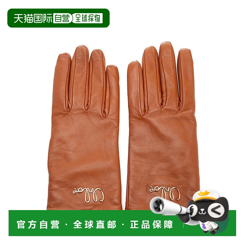 1h可退 CHLOÉ 女士手套 C24WG020LBR26M AW2024 棕色 徽标手套