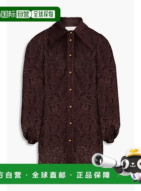 1h可退 潮奢 ZIMMERMANN 女士 凸纹花边蕾丝衬衫 0887TF241CHOCOL