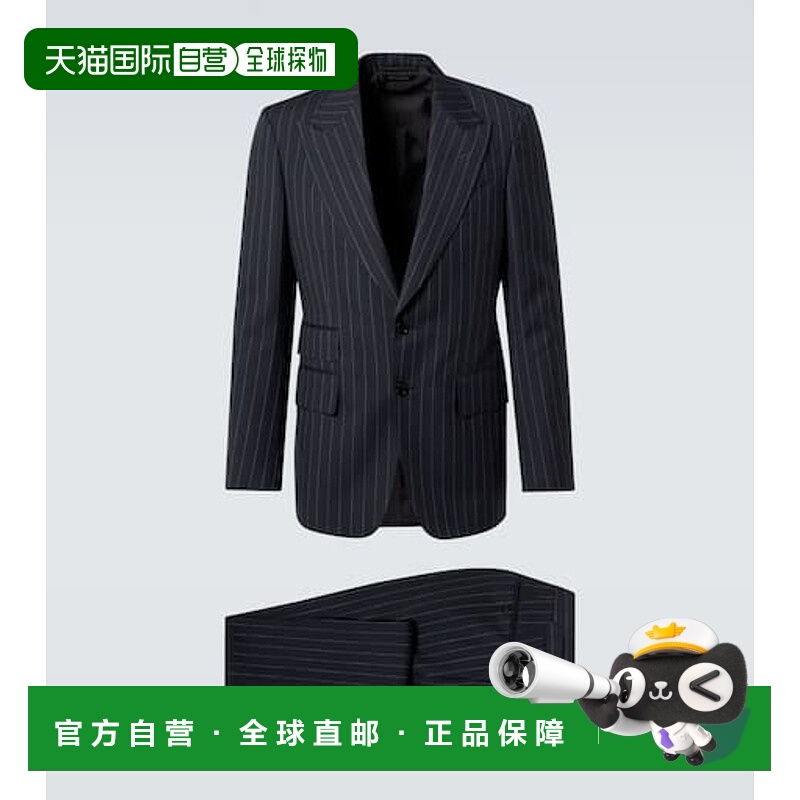 1h可退 潮奢 Tom Ford 汤姆 福特 男士 细条纹羊毛马海毛套装