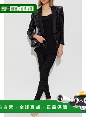 BALMAIN 女士西服 EF1SM490MG120PA SS2025 黑色 V-Neck Glitter