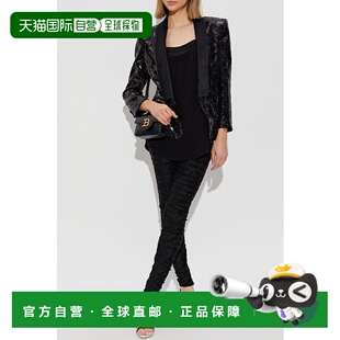 SS2025 EF1SM490MG120PA 黑色 Glitter BALMAIN Neck 女士西服