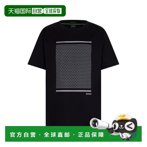 BOSS 男士T恤 50554333001 SS2026 黑色 Cotton T-shirt with pri