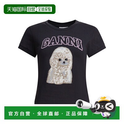 GANNI 女士T恤 T4239252 AW2025 黑色 Phantom Basic Cotton Jers